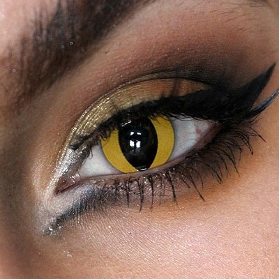 Close-up of woman with Halloween Contact Lenses